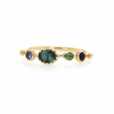 Amethyst, Green Tourmaline and Sapphire Simple Band