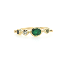 Green Tourmaline, Emerald, Yellow Tourmaline and Diamond Simple 