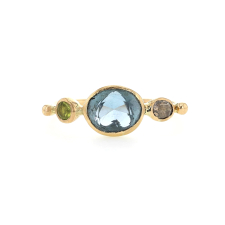 Blue Tourmaline, Chrysoberyl and Diamond Simple Ring