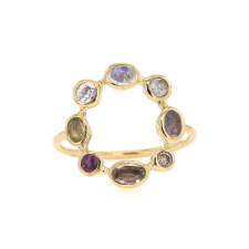 Sapphire, Moonstone, Ruby and Diamond Circle Ring