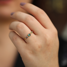 Amethyst, Green Tourmaline and Sapphire Simple Band