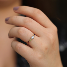 Amethyst, Blue Sapphire, Chrysoberyl and Spinel Simple Ring