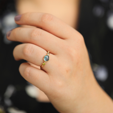 Blue Tourmaline, Chrysoberyl and Diamond Simple Ring