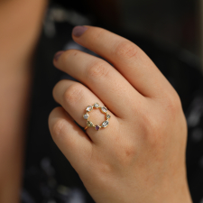 Sapphire, Moonstone, Ruby and Diamond Circle Ring