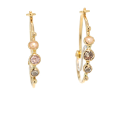 Light Pink Sapphire, Sea Pearls and Diamond Hoop Earrings