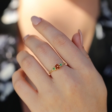 Rivera Flower Fire Opal Emerald Diamond 18k Gold Ring Image