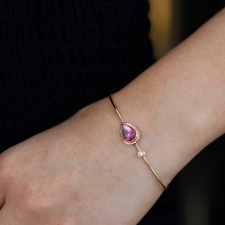 Teardrop Pink Tourmaline 14k Gold Bracelet Image