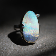 Vertical Asymmetrical Boulder Opal Ring