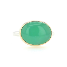 Oval Chrysoprase Silver and Gold Ring Image
