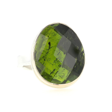 Asymmetrical Checkerboard Green Tourmaline Ring