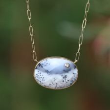 Oval Checkerboard Dendritic Opal Necklace Image