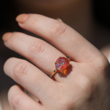 Small Prong Gold Mexican Fire Opal Ring Image
