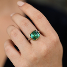 Smooth Rectangular Green Tourmaline Ring