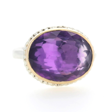 Oval Inverted Faceted Amethyst Ring Image
