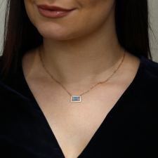 Australian Opal and Pave Diamond 14k Gold Necklace Image