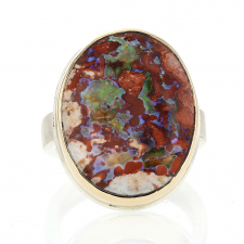 Vertical Oval Mexican Fire Opal Ring