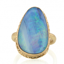 Teardrop Vertical Boulder Opal All Gold Ring Image