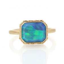 Rectangular All Gold Australian Opal Ring