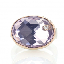 Lavender Amethyst Silver and Rose Gold Diamond Ring Image