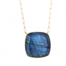 Square Labradorite Silver and Gold Necklace Image