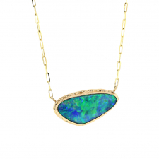 Australian Crystal Opal 14k Gold Shield Necklace