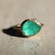 Rose Cut All Gold Emerald Ring with Diamonds Image