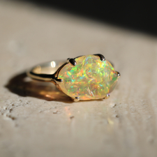 Mexican Fire Opal All Gold Prong Ring Image