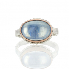 Oval Aquamarine Silver and Rose Gold Ring