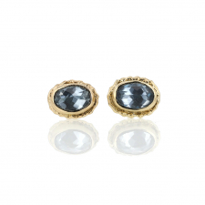 Oval Aquamarine 14k Gold Post Earrings Image