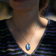 Blue Rainbow Moonstone Necklace