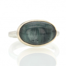 Oval Smooth Blue Green Tourmaline Ring Image
