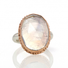 Rainbow Moonstone Silver and 14k Rose Gold Ring Image