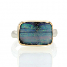 Dreamy Small Rectangular Boulder Opal Ring Image