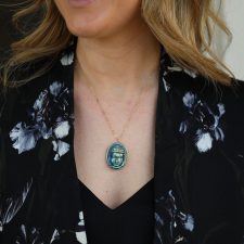Labradorite Buddha with Diamond Necklace