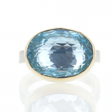 Oval Sky Blue Topaz Silver and Gold Ring Image