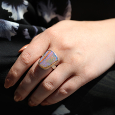 Opalized Wood Silver and Gold Ring Image