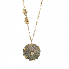 Labradorite Flower with Diamond Gold Necklace Image