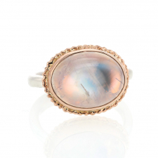White Rainbow Moonstone Rose Gold Ring Image