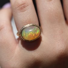 All Gold Mexican Fire Opal Ring