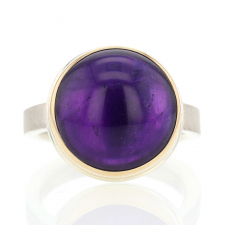 Round Amethyst Silver and Gold Ring