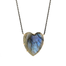 Large Smooth Labradorite Heart Necklace