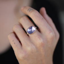 Oval Rose Cut Lavender Amethyst Silver and Rose Gold Ring Image