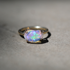 All Gold Mexican Fire Opal Prong Ring Image