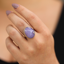Oval Purple Agate Ring with Diamond Image