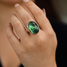 Large Vertical Oval Green Tourmaline Ring Image