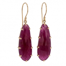 Asymmetrical Indian Ruby Prong Gold Earrings Image