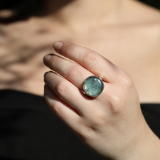 Round Moss Aquamarine with Diamond Ring Image