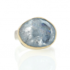 Faceted Aquamarine Silver and Gold Ring Image