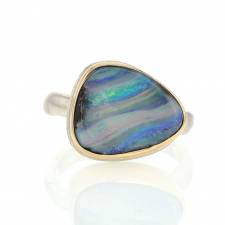 Asymmetrical Small Silver and Gold Boulder Opal Ring Image