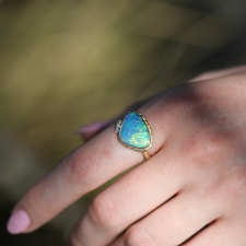 Lotus Australian Opal with Diamonds 14k Gold Ring Image
